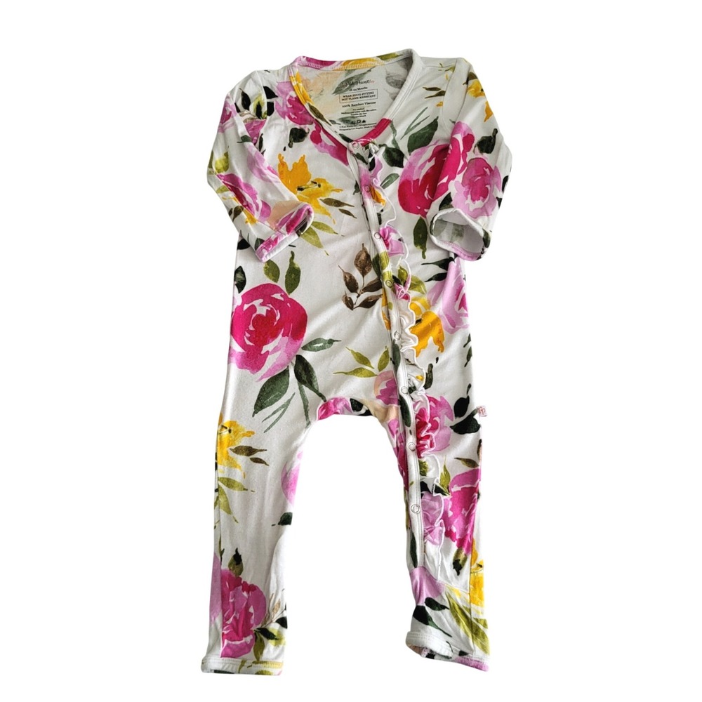 Posh Peanut Baby Ruffled‎ Sleeper Romper Spring Floral Bamboo Girls 18-24 Months